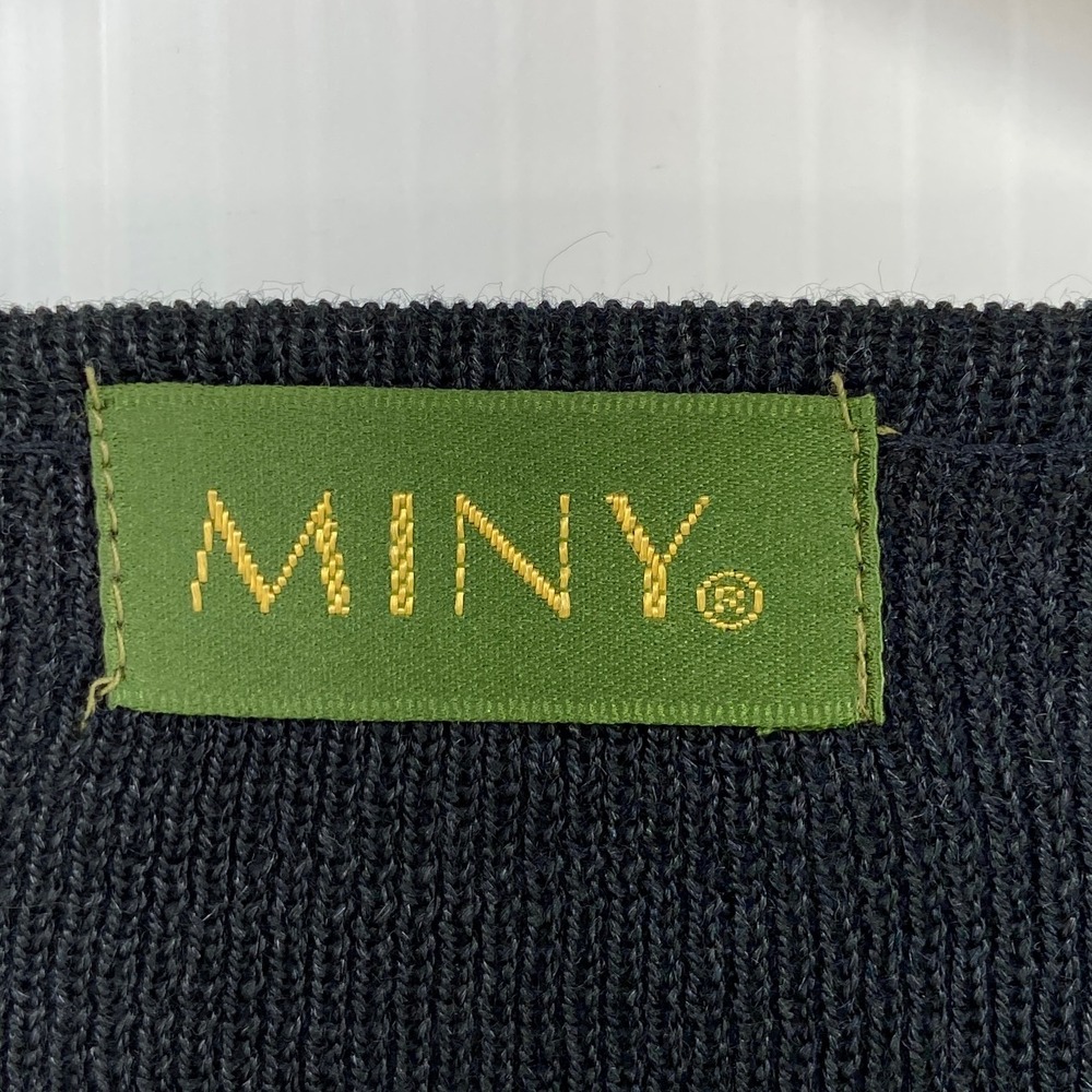 Miny Black Knit V Neck Sleeveless Sweater Vest Embroidered Leaves Womens Large - Picture 5 of 7